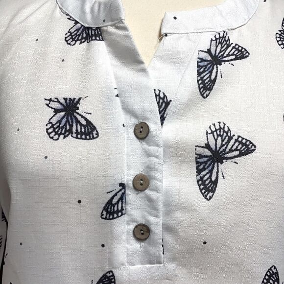 MissLook White Butterfly 3/4 Sleeve Blouse Size Small - Picture 3 of 8
